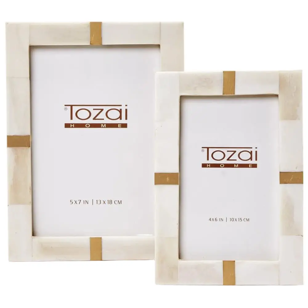 Tozai Royale Carved Bone & Brass Inlay Photo Frame 1