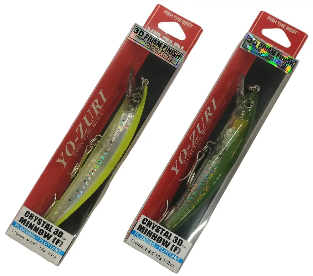 Yo-Zuri Crystal 3D Minnow Floating Hard Lures - 1/4 Oz. & 1/2 Oz. 1