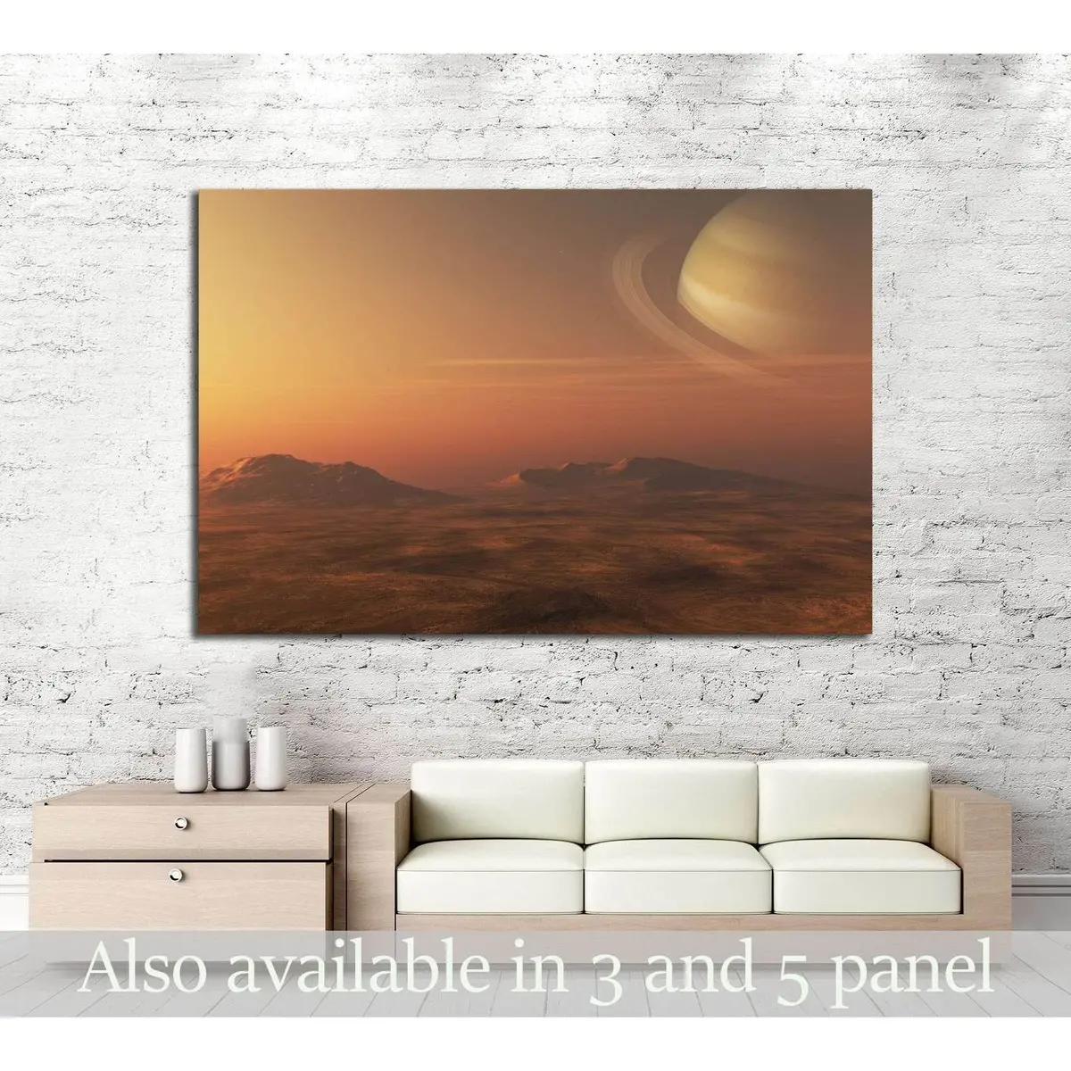 A 3D Illustration Of A Gas Giant Planet (Saturn), From A Nearby Planet Or Moon №2432 Ready To Hang Canvas Print 1