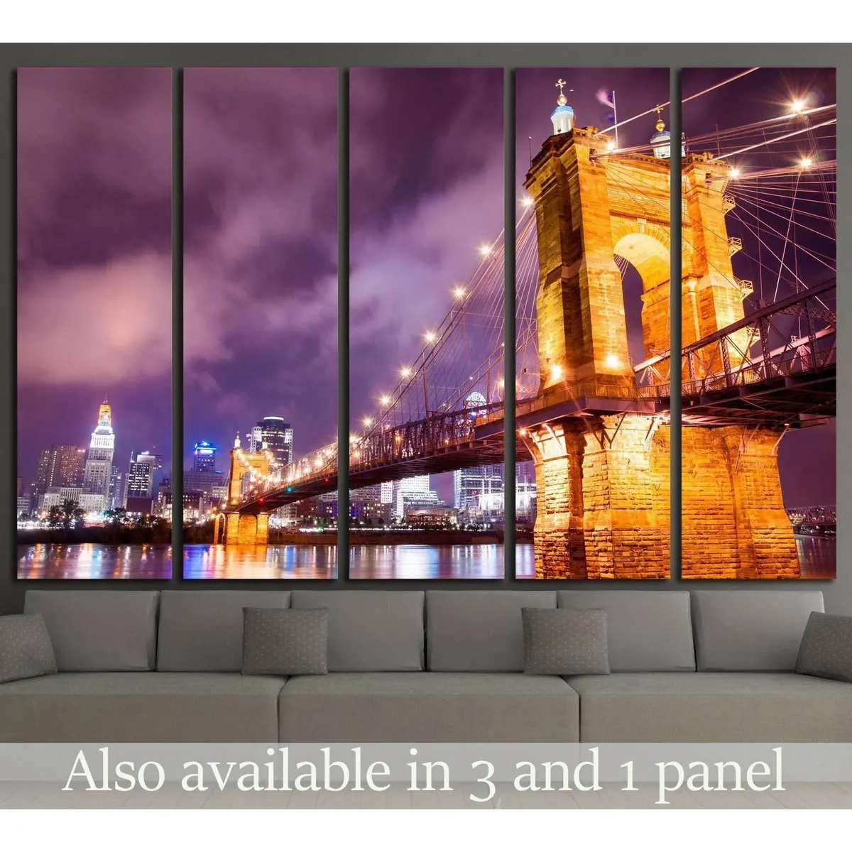 Vintage Cincinnati Bridge Canvas Art Print №1673