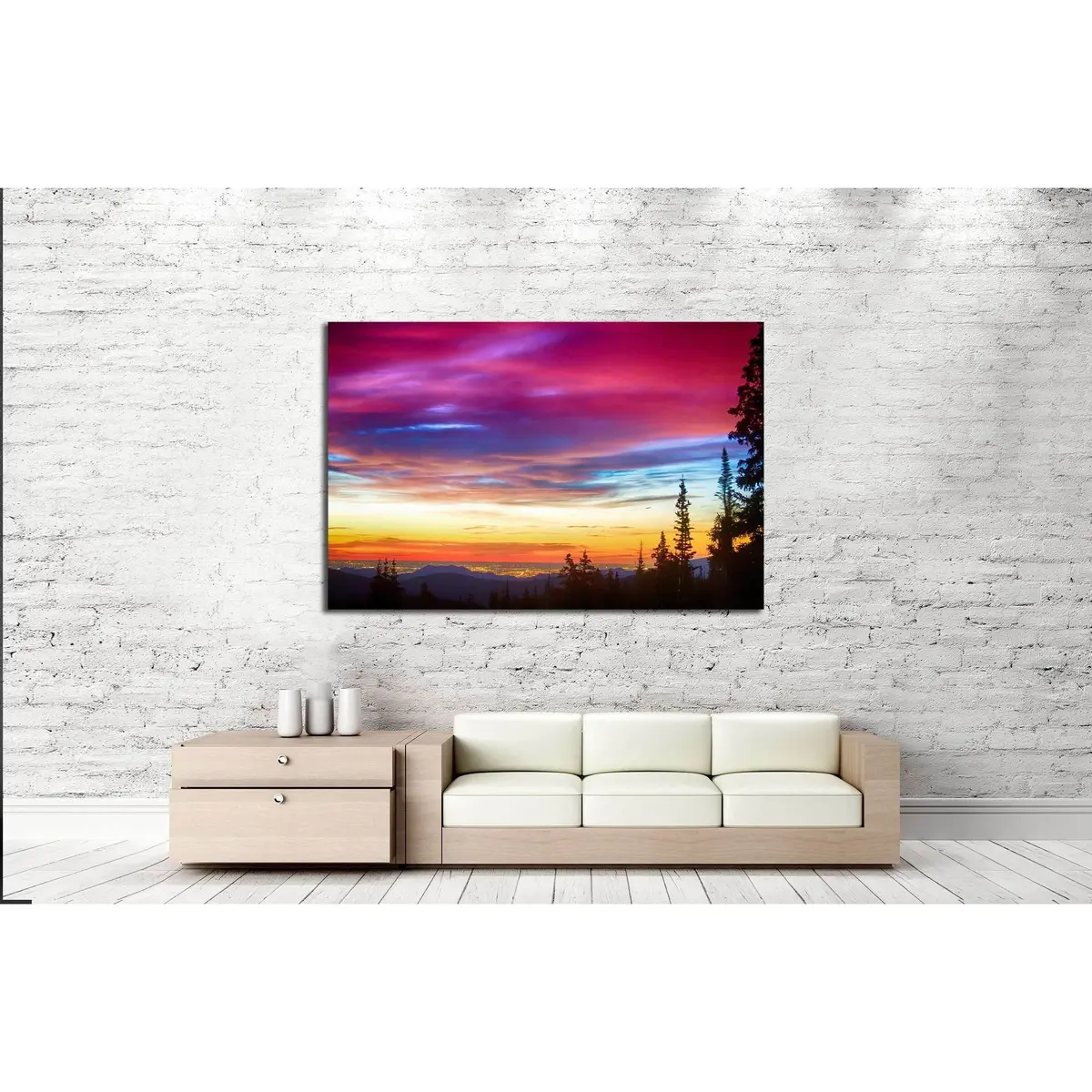 A Beautiful Colorful Epic Sunrise Over The City Lights Of Boulder Colorado №2699 Ready To Hang Canvas Print 3