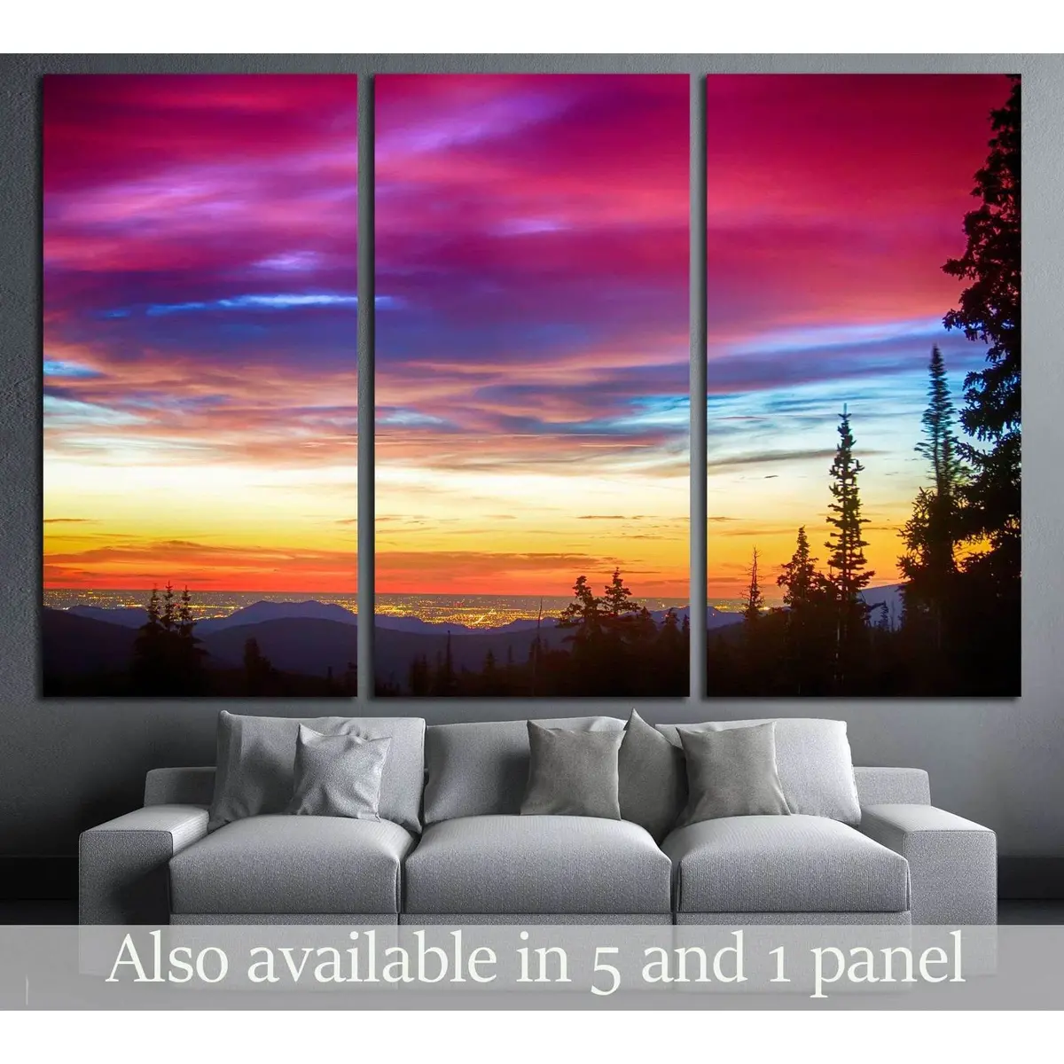 A Beautiful Colorful Epic Sunrise Over The City Lights Of Boulder Colorado №2699 Ready To Hang Canvas Print 5