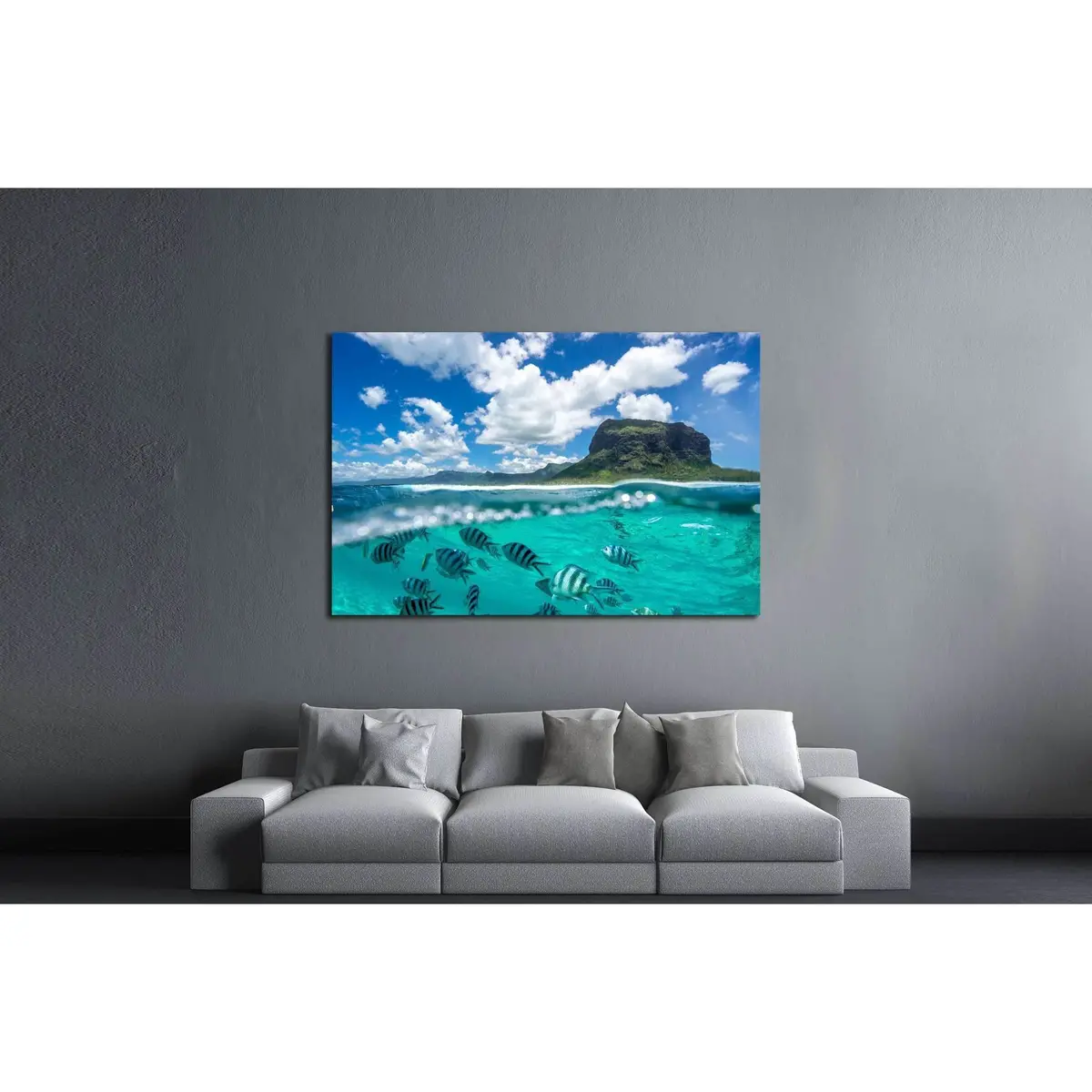 A Beautiful Mountain And Clouds From The Ocean №3150 Ready To Hang Canvas Print 3