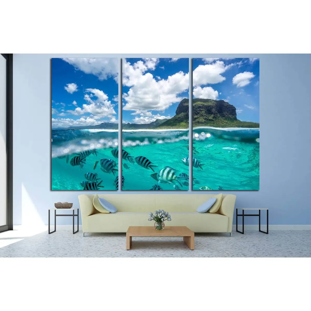 A Beautiful Mountain And Clouds From The Ocean №3150 Ready To Hang Canvas Print 5