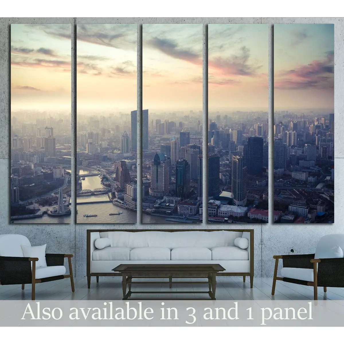 Shanghai Dusk Aerial View Canvas Wall Art – Ready-to-Hang Print #2246