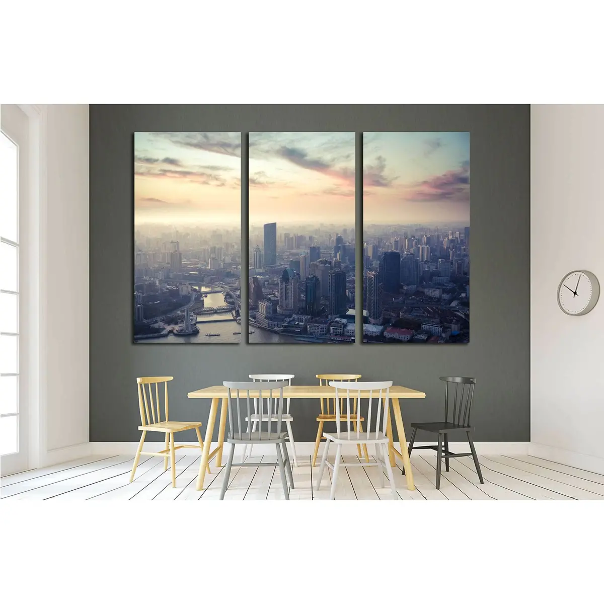 A Bird's Eye View Of Shanghai At Dusk №2246 Ready To Hang Canvas Print 5