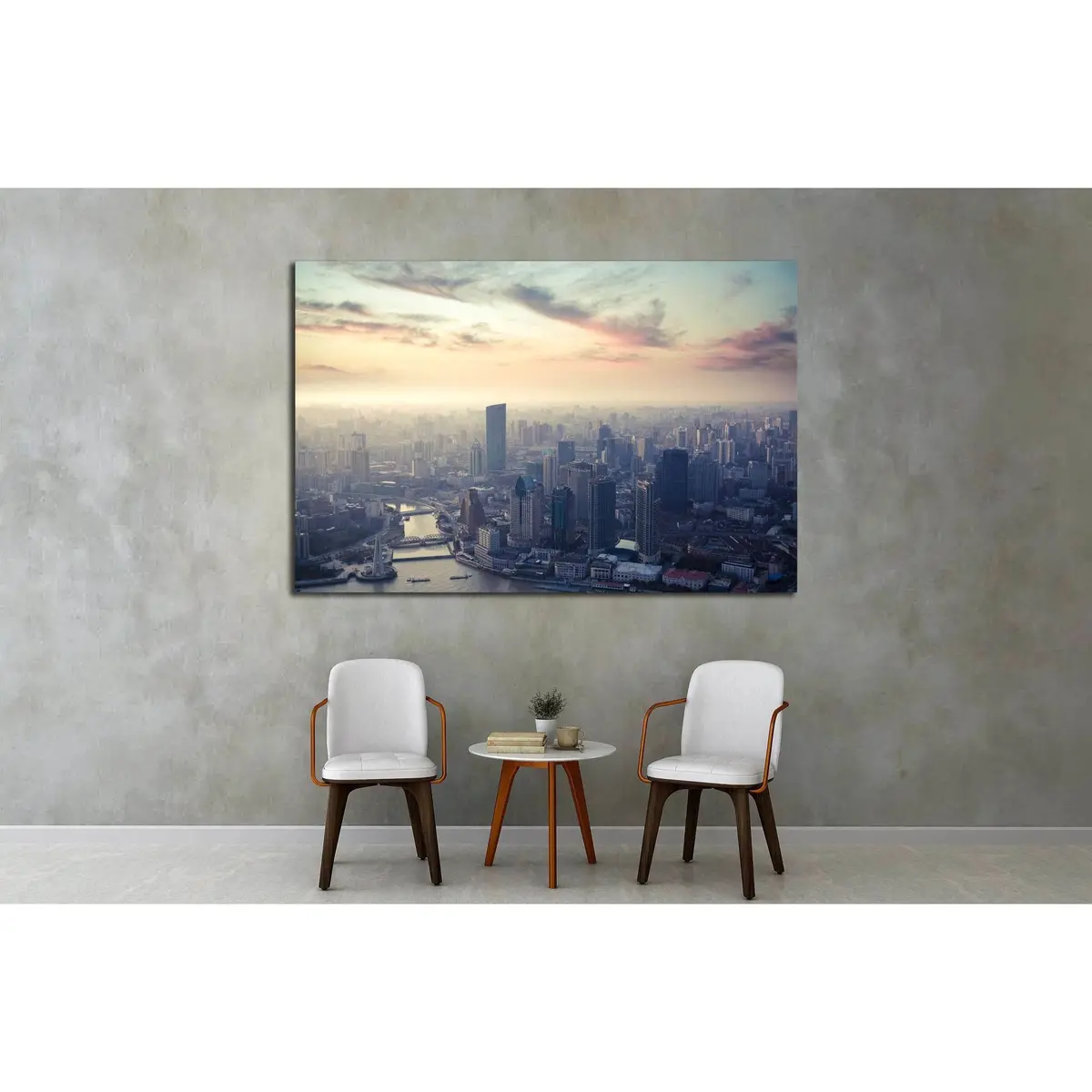 A Bird's Eye View Of Shanghai At Dusk №2246 Ready To Hang Canvas Print 3