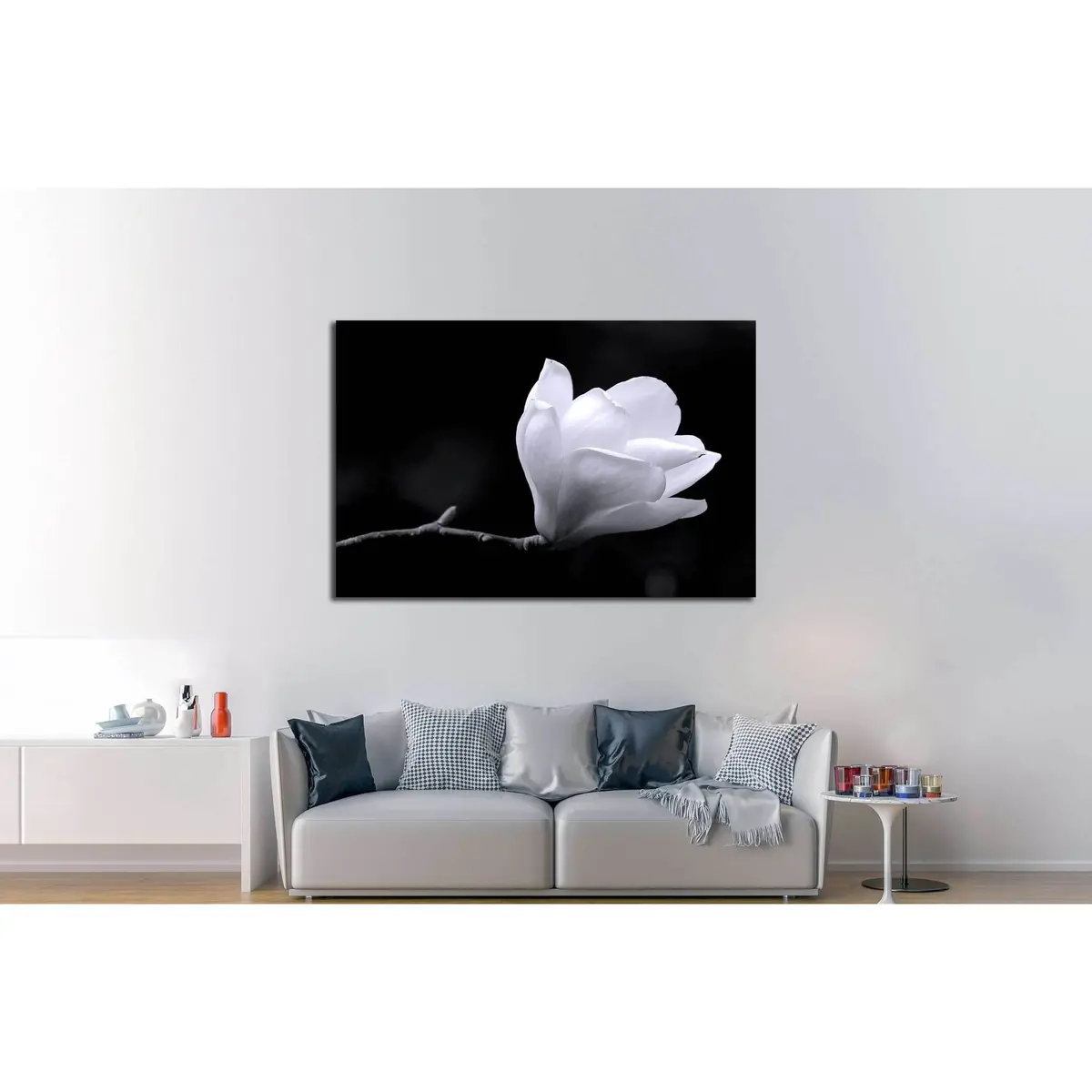A Black And White Fine Art Portrait Of The Flower From A Magnolia Tree. №2747 Ready To Hang Canvas Print 3