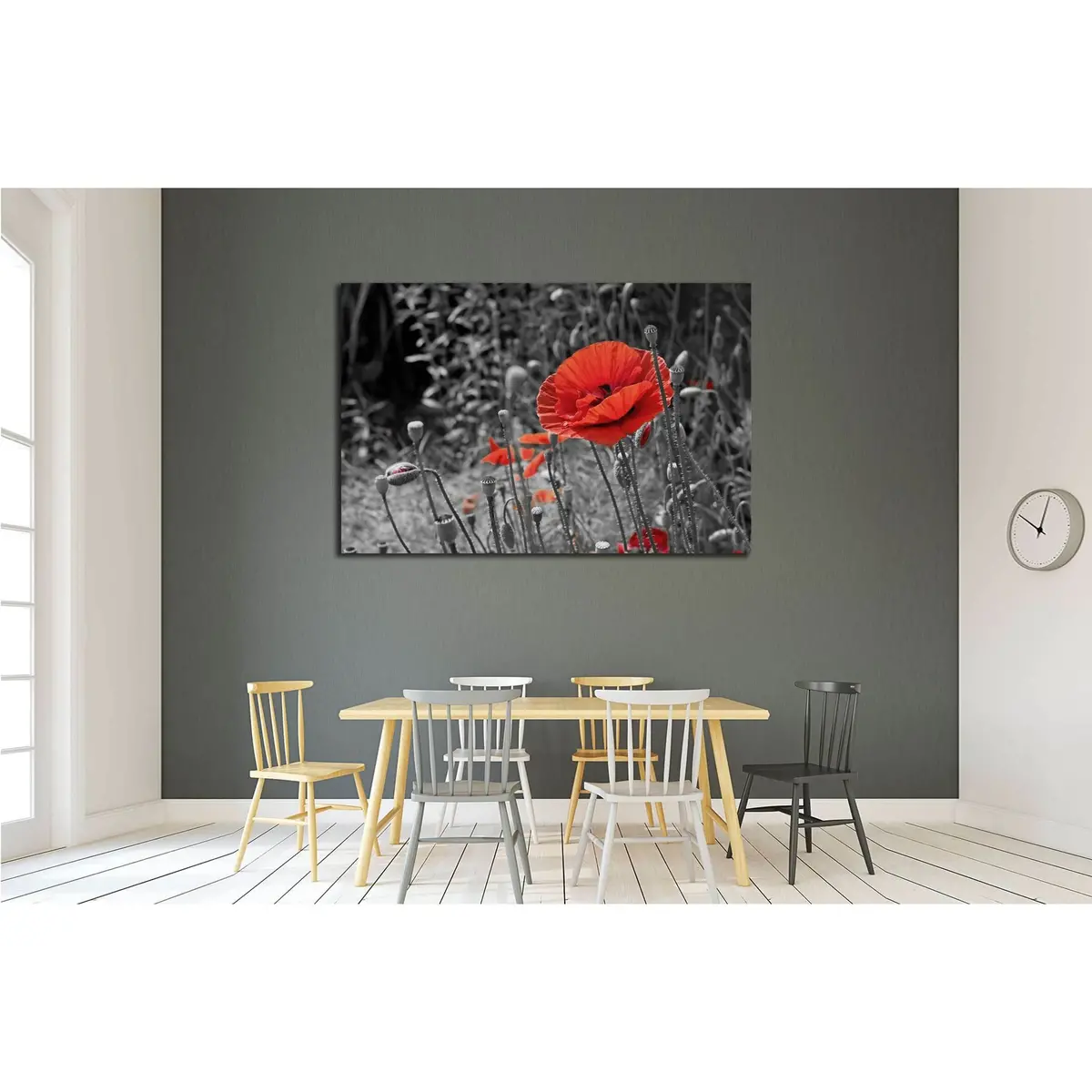 A Closeup Of A Red Poppy On A Black And White Background №2752 Ready To Hang Canvas Print 3