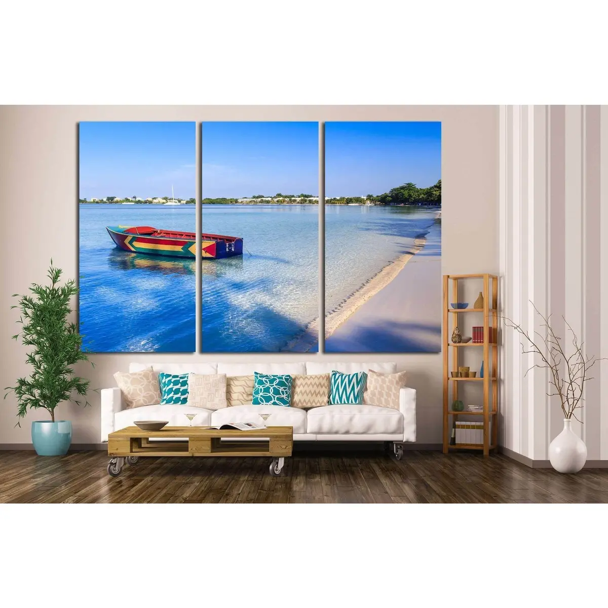 A Colorful Jamaican Boat Floating Along The Shores Of Bloody Bay, Negril №1413 Ready To Hang Canvas Print 5