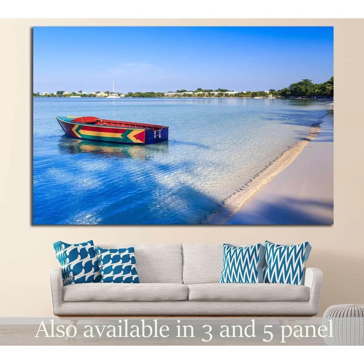 A Colorful Jamaican Boat Floating Along The Shores Of Bloody Bay, Negril №1413 Ready To Hang Canvas Print 1