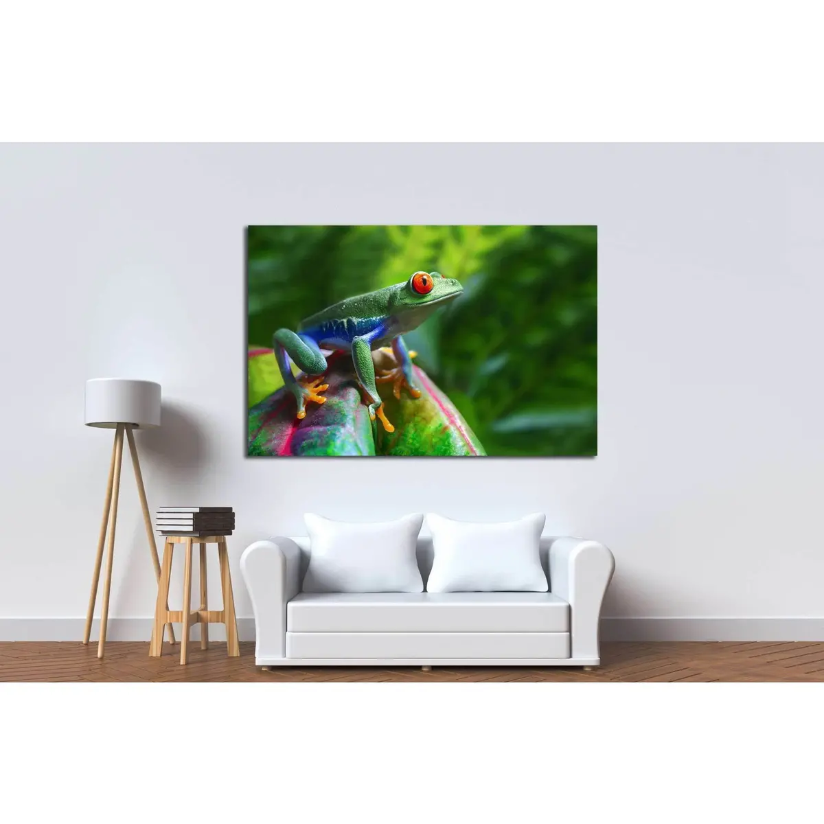 A Colorful Red-Eyed Tree Frog In Its Tropical Setting №1840 Ready To Hang Canvas Print 2