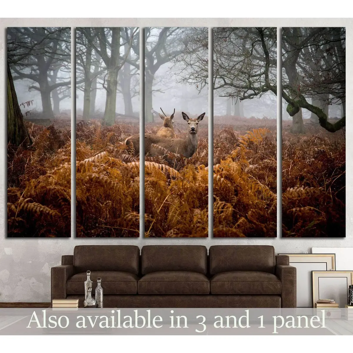 Misty Deer Portrait in Richmond Park, London — Premium Ready-to-Hang Canvas Art #2379