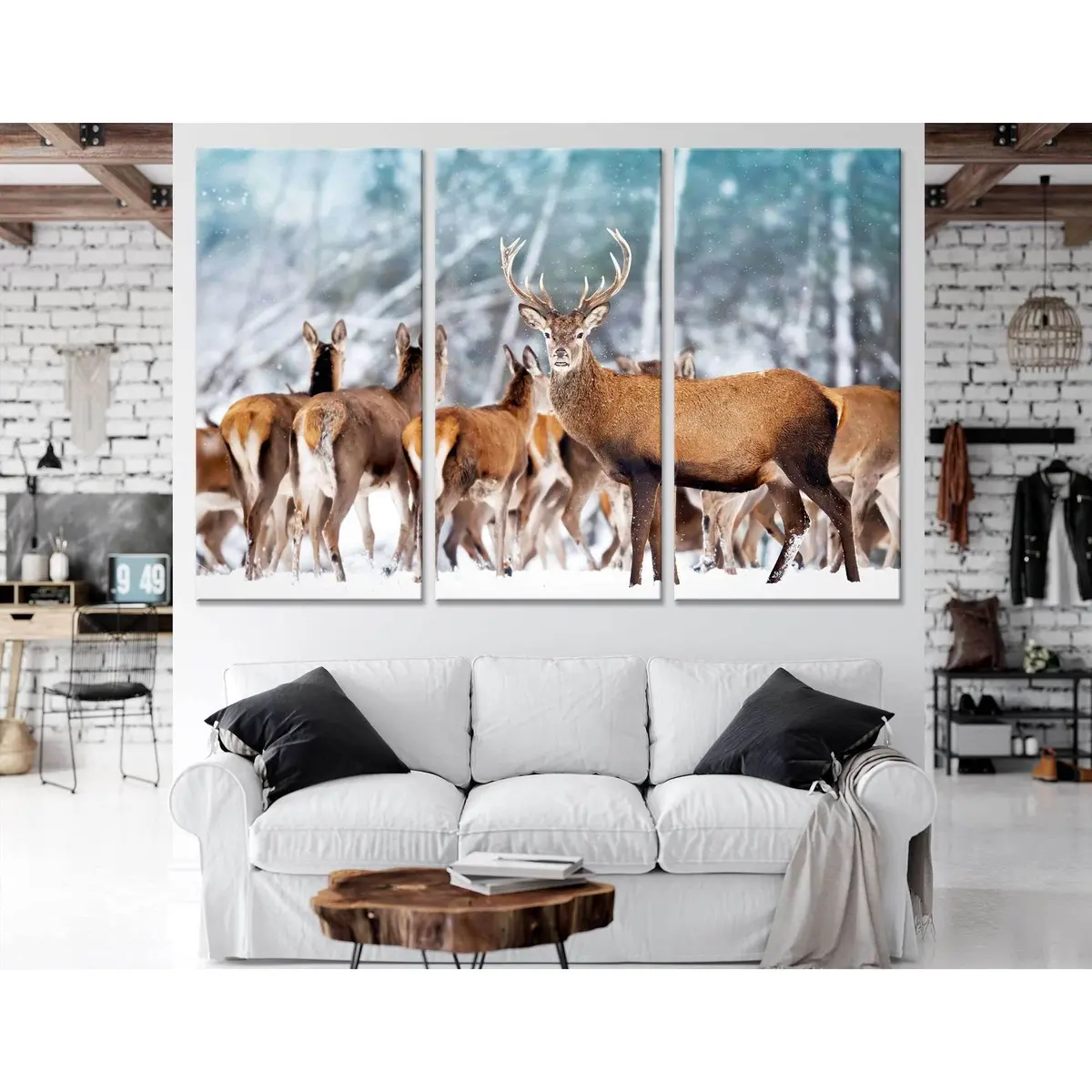 A Noble Deer In The Herd №04138 Ready To Hang Canvas Print 5