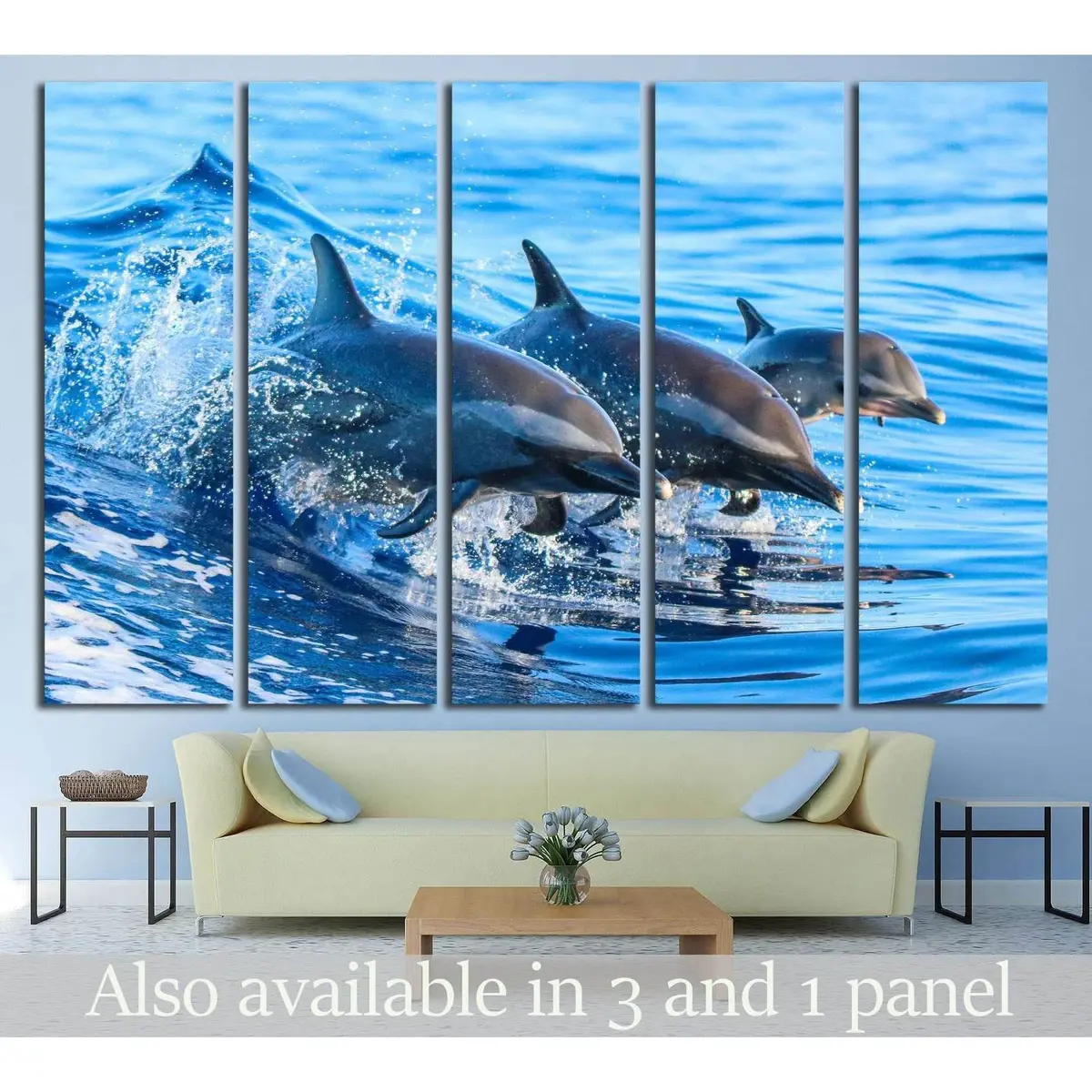 Spotted Dolphin Family Mid-Leap in Hawaii’s Turquoise Waters – Ready-to-Hang Canvas Art