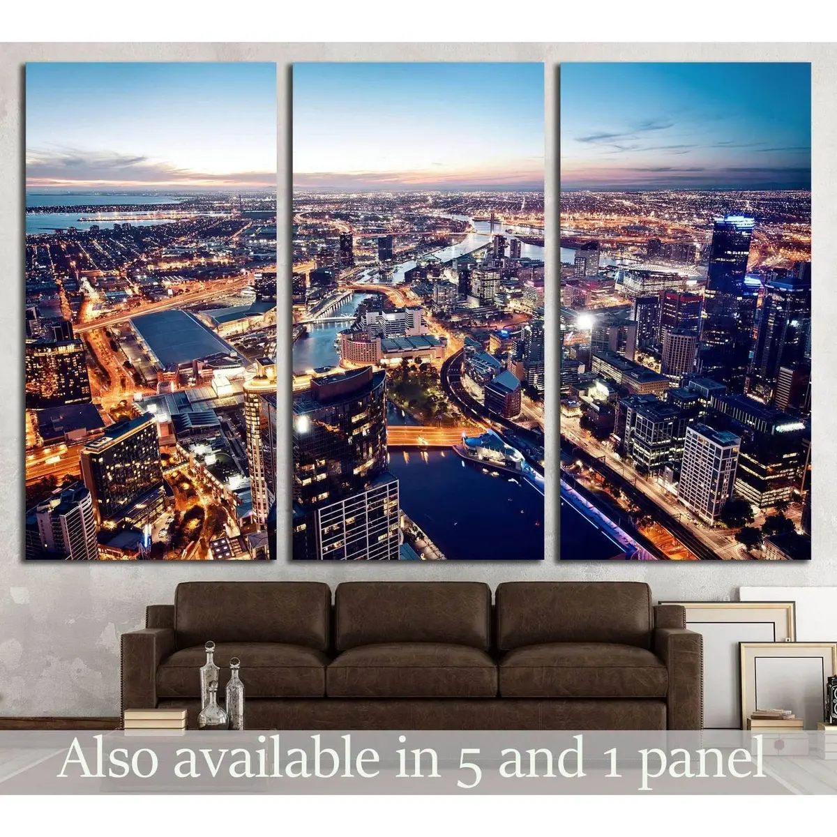 A View Of Melbourne At Night, Victoria, Australia №2264 Ready To Hang Canvas Print 5