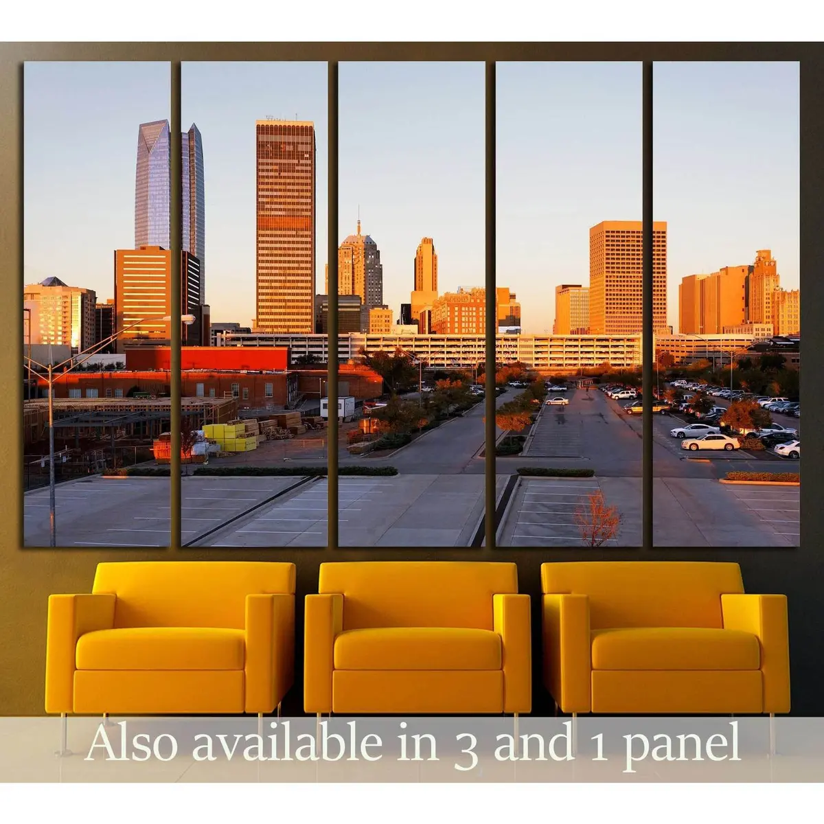 Oklahoma City Skyline at Sunrise — Premium Ready-to-Hang Canvas Wall Art #2636