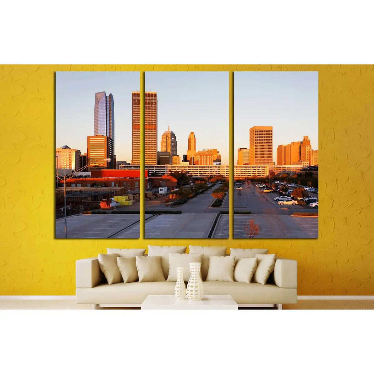 A View Of The Skyline Of Oklahoma City At Sunrise. №2636 Ready To Hang Canvas Print 5
