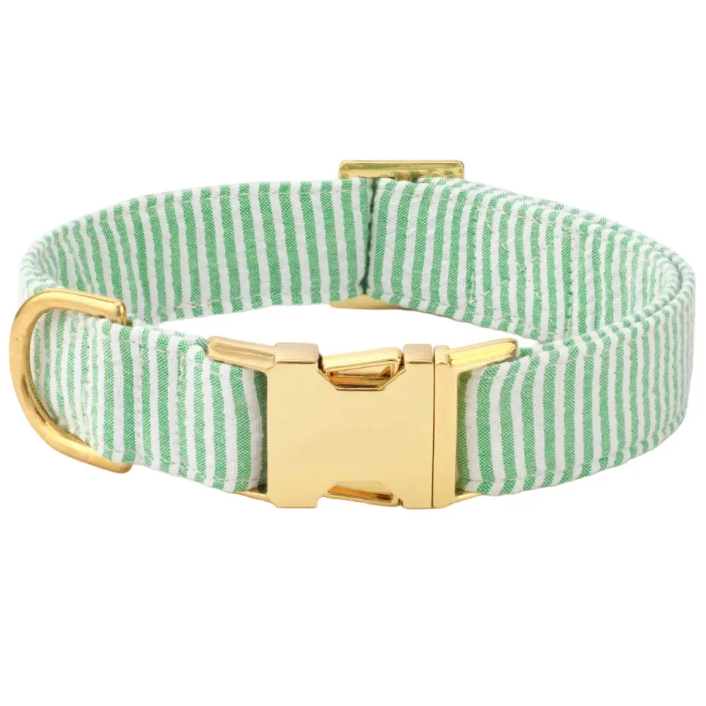 Foggy Dog Cotton/Nylon Collar - Green Seersucker 1
