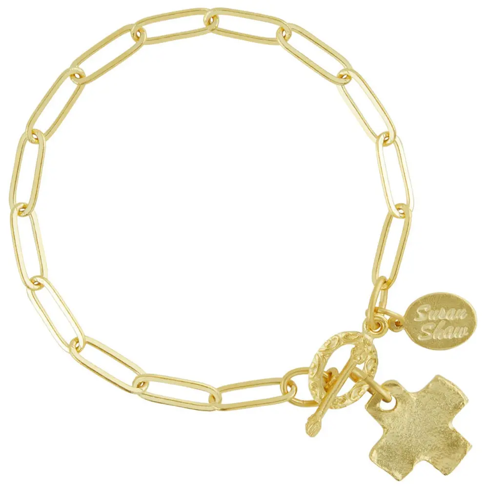Susan Shaw Gold Cross Paperclip Bracelet 1