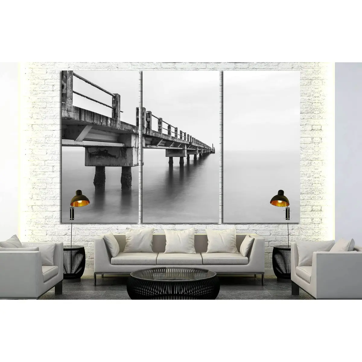 Abandoned Jetty, Long Exposure Black And White №3173 Ready To Hang Canvas Print 5