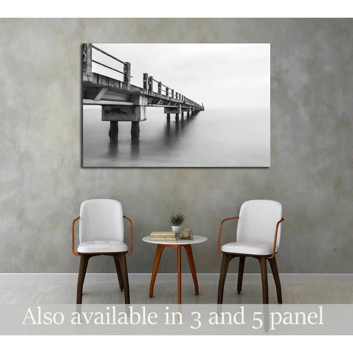 Abandoned Jetty, Long Exposure Black And White №3173 Ready To Hang Canvas Print 1