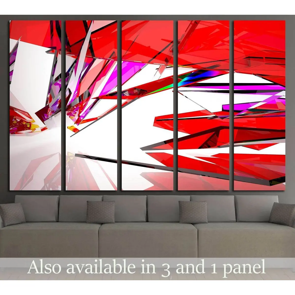 Modern Abstract Interior Art Featuring Gradient Geometric Glass Sculpture on Canvas – Ready-to-Hang Wall Decor