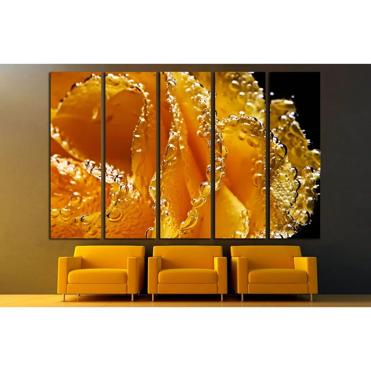 Abstract Underwater Yellow Rose Canvas Wall Art – Ready-to-Hang Print #2750 - Image 3