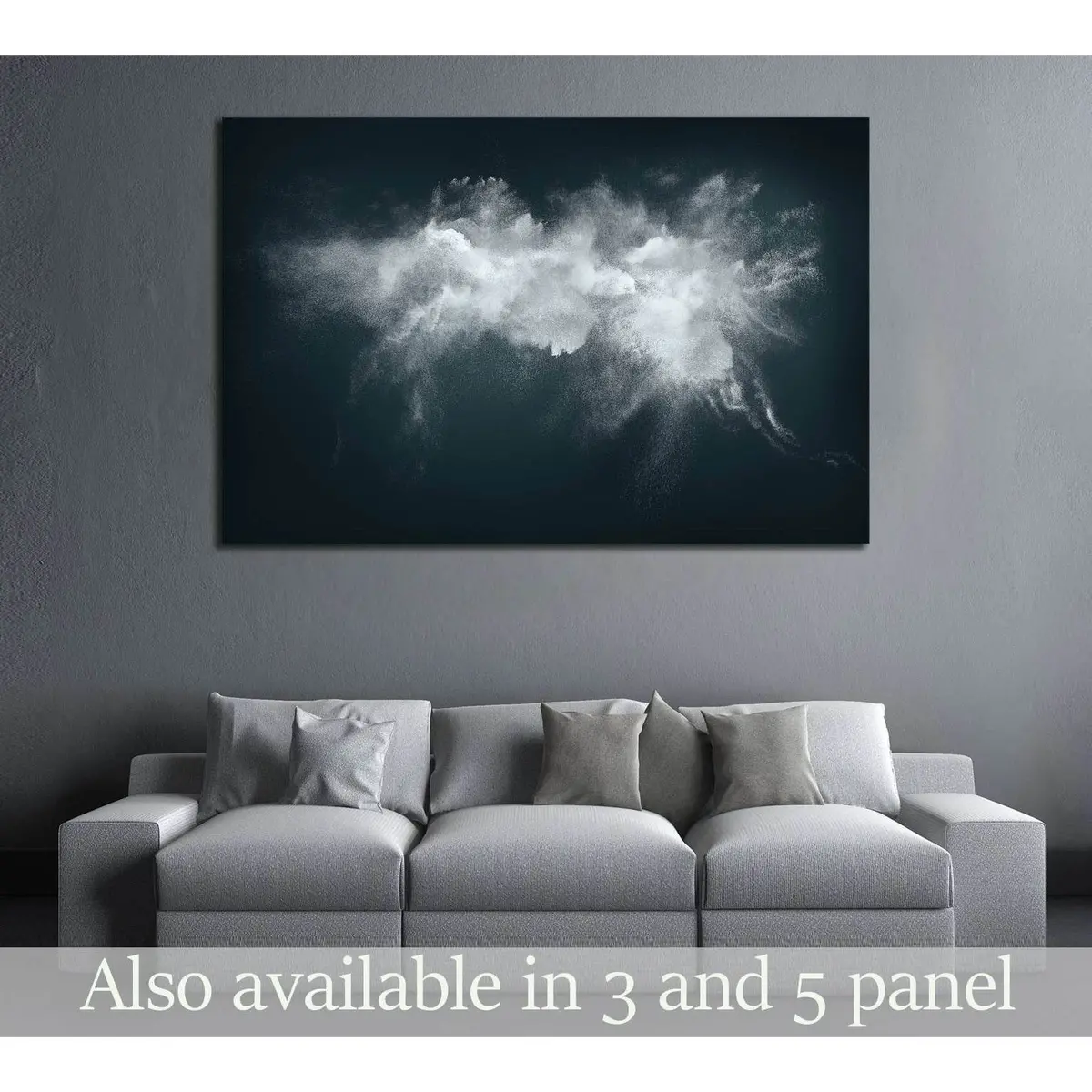 Abstract Design Of White Powder Cloud Against Dark Background №2535 Ready To Hang Canvas Print 1