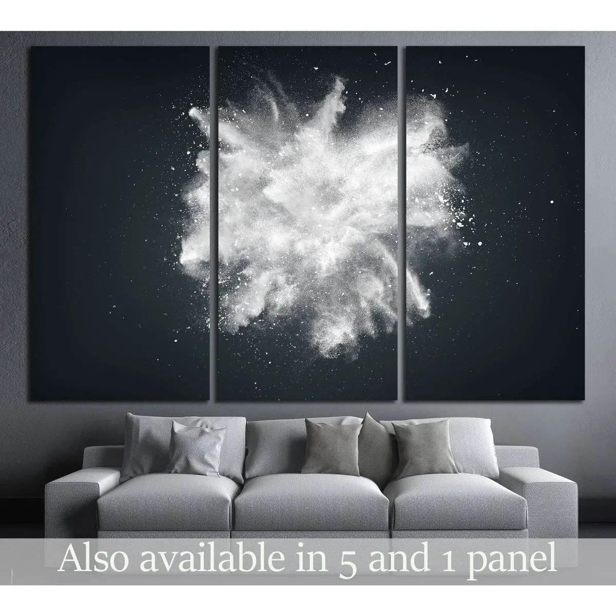Abstract Design Of White Powder Cloud Against Dark Background №2544 Ready To Hang Canvas Print 5