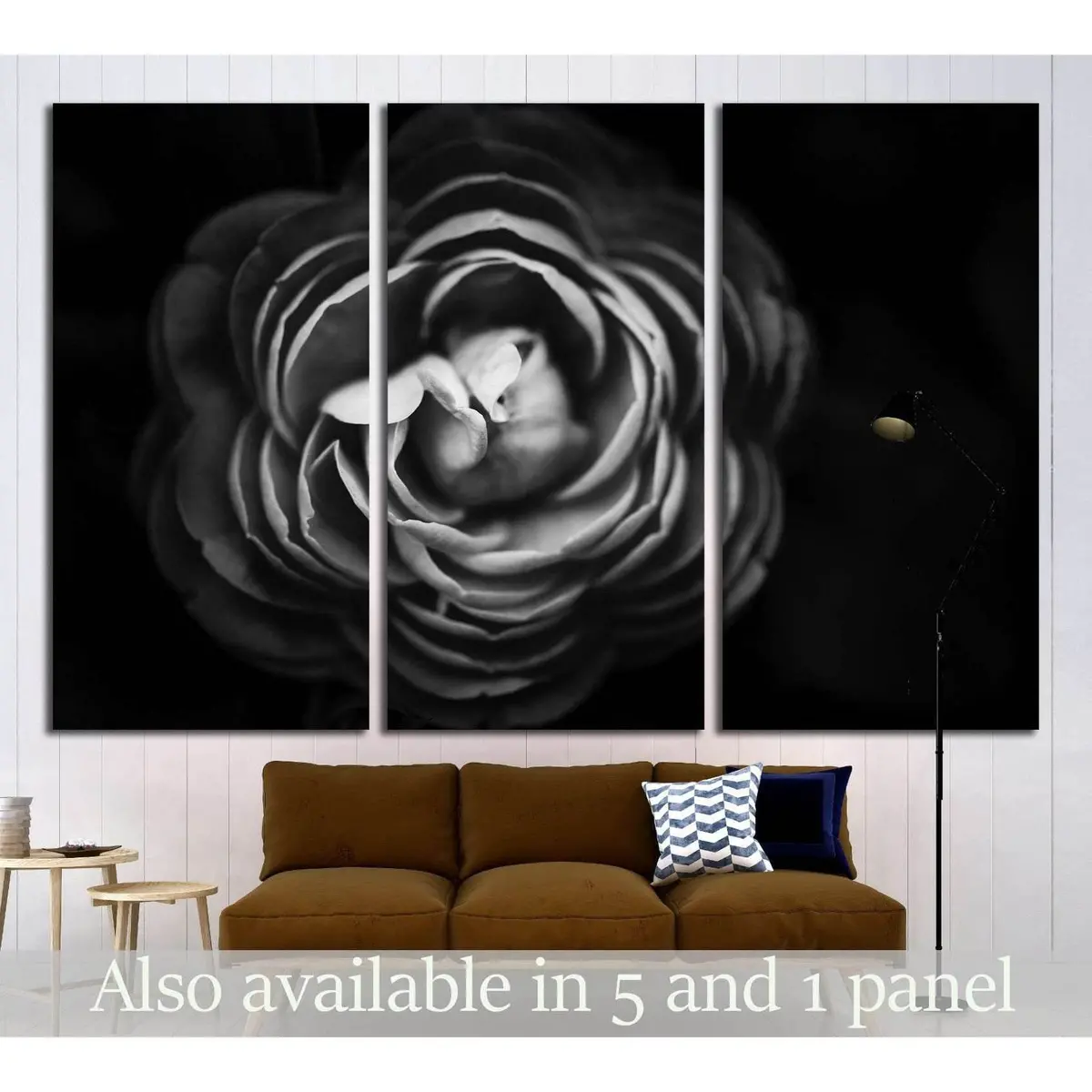 Abstract Flowers Black And White Background №1589 Ready To Hang Canvas Print 5
