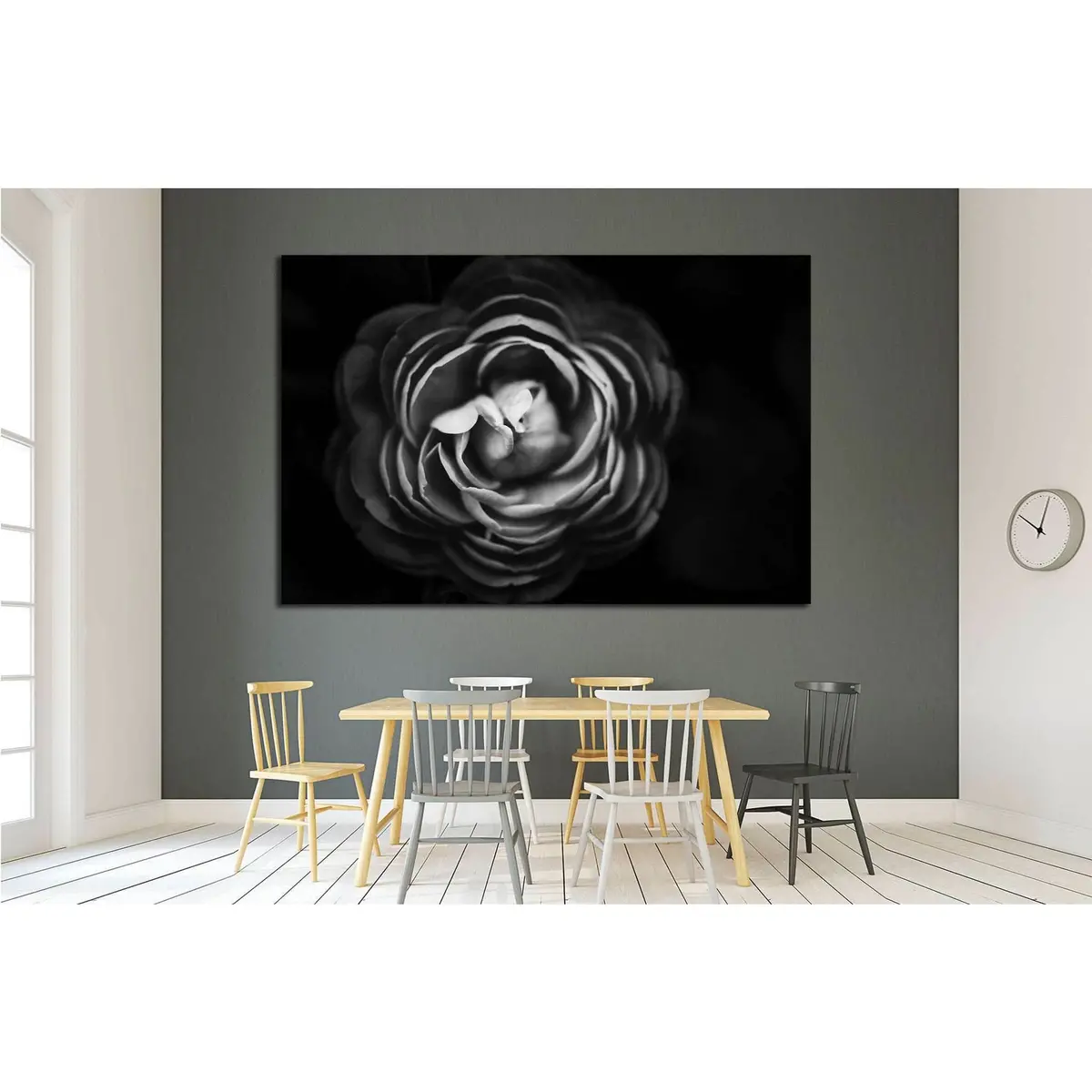 Abstract Flowers Black And White Background №1589 Ready To Hang Canvas Print 2