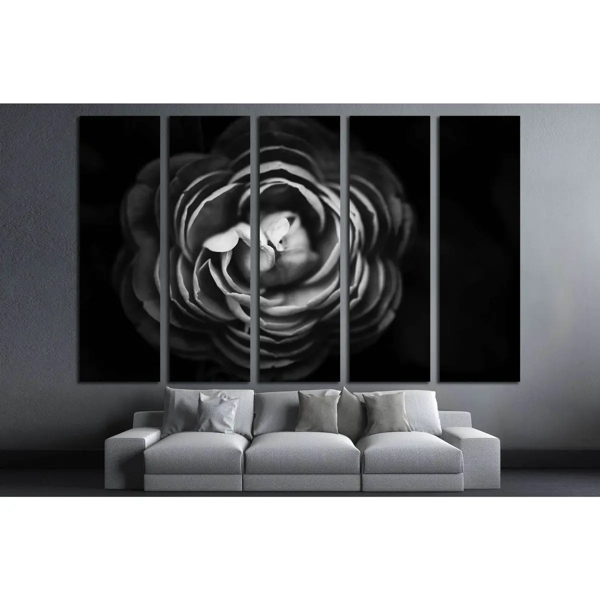 Abstract Floral Black-and-White Canvas Art №1589 – Premium Ready-to-Hang Wall Decor - Image 3