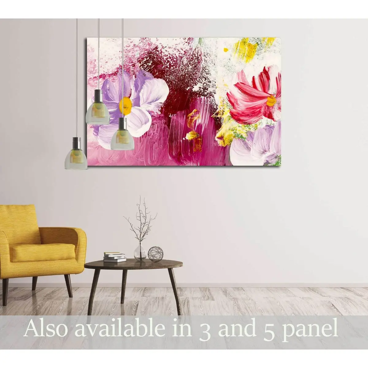 Abstract Flowers, Close-Up Fragment Of Acrylic Painting On Canvas №3018 Ready To Hang Canvas Print 1