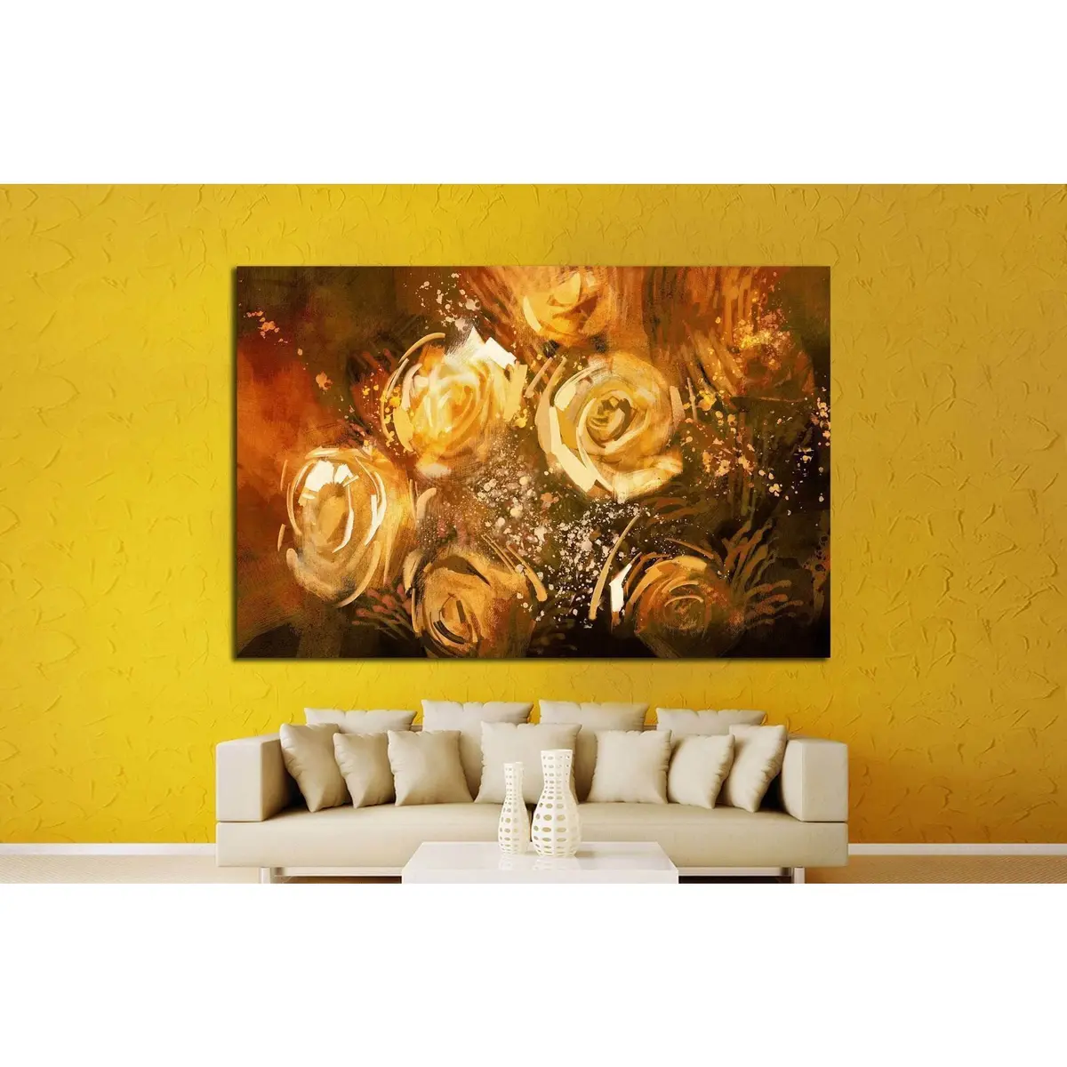 Abstract Flowers Vintage Style №1345 Ready To Hang Canvas Print 2