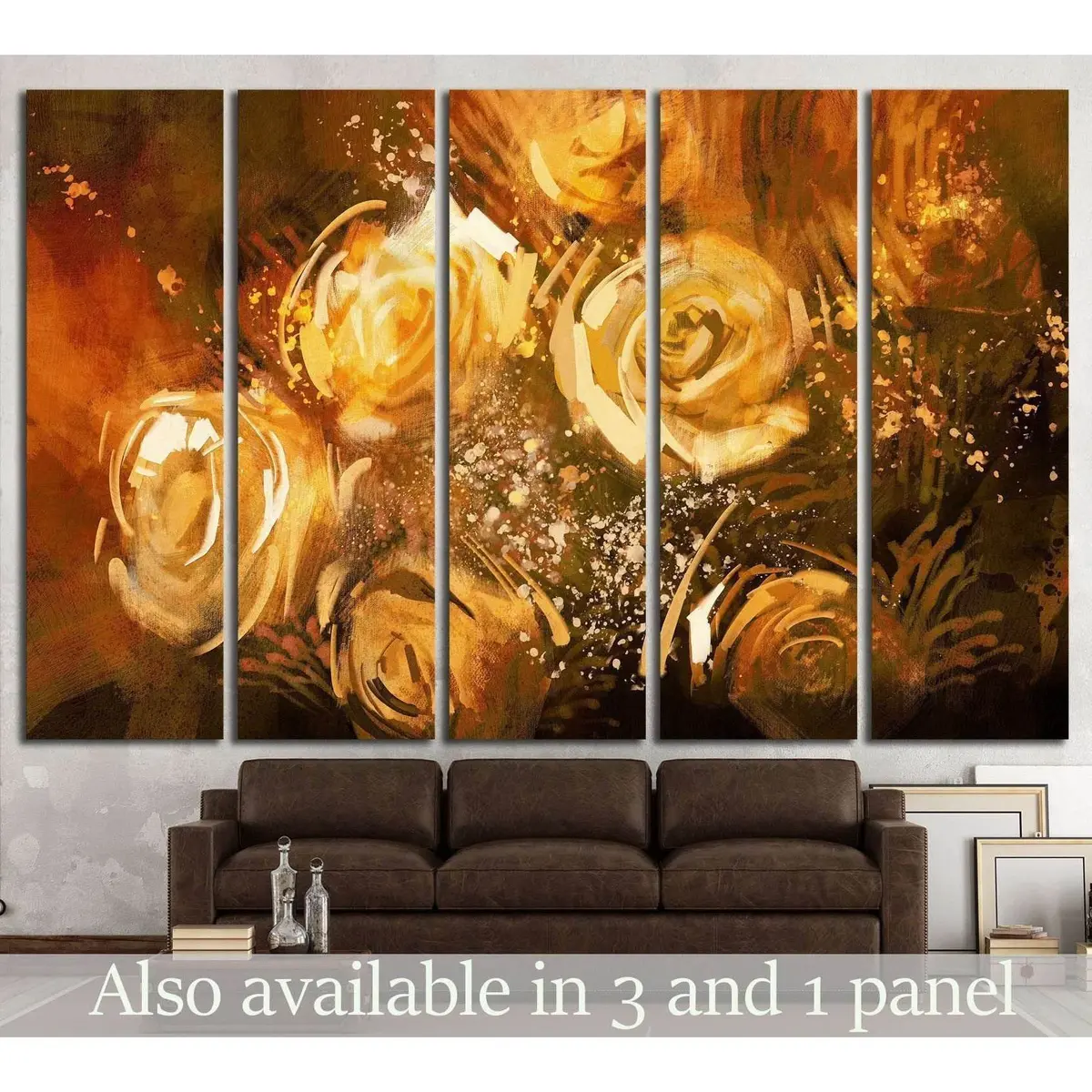 Vintage-Inspired Abstract Floral Canvas Art Print #1345 – Pre-Hung Wall Decor
