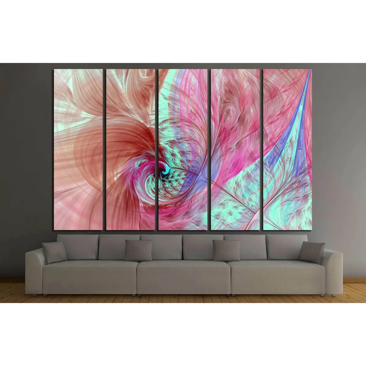 Abstract Fractal Spiral Canvas Art – Geometric Flower Design Wall Decor, Ready-to-Hang #2878 - Image 3