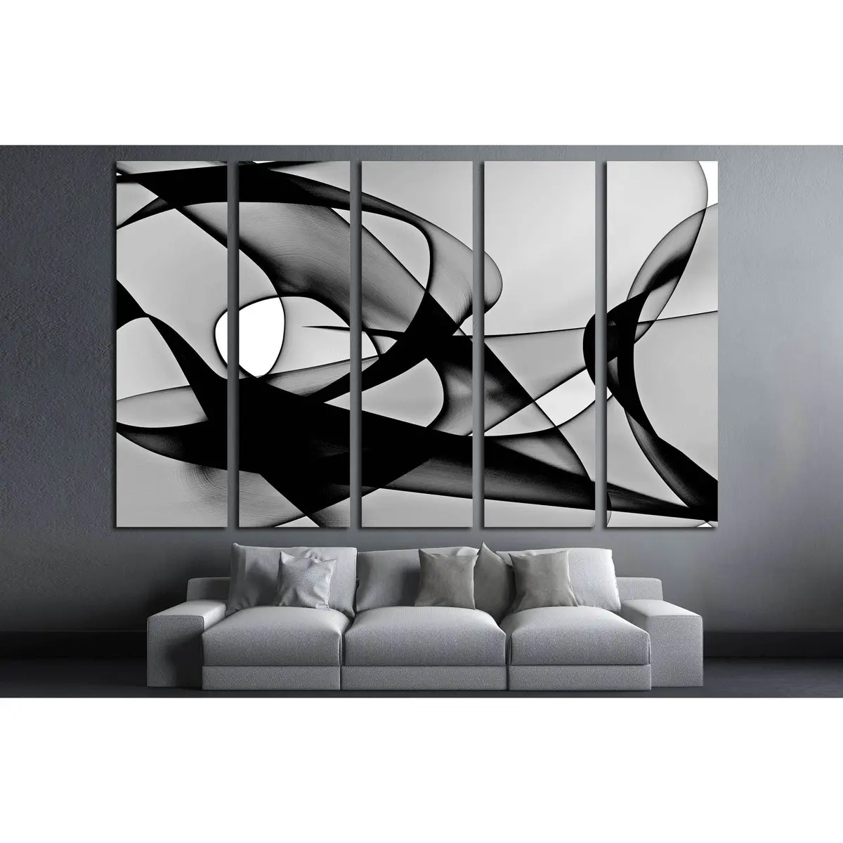 Minimalist Black and White Abstract Pattern Canvas Art Print #2880 - Image 3