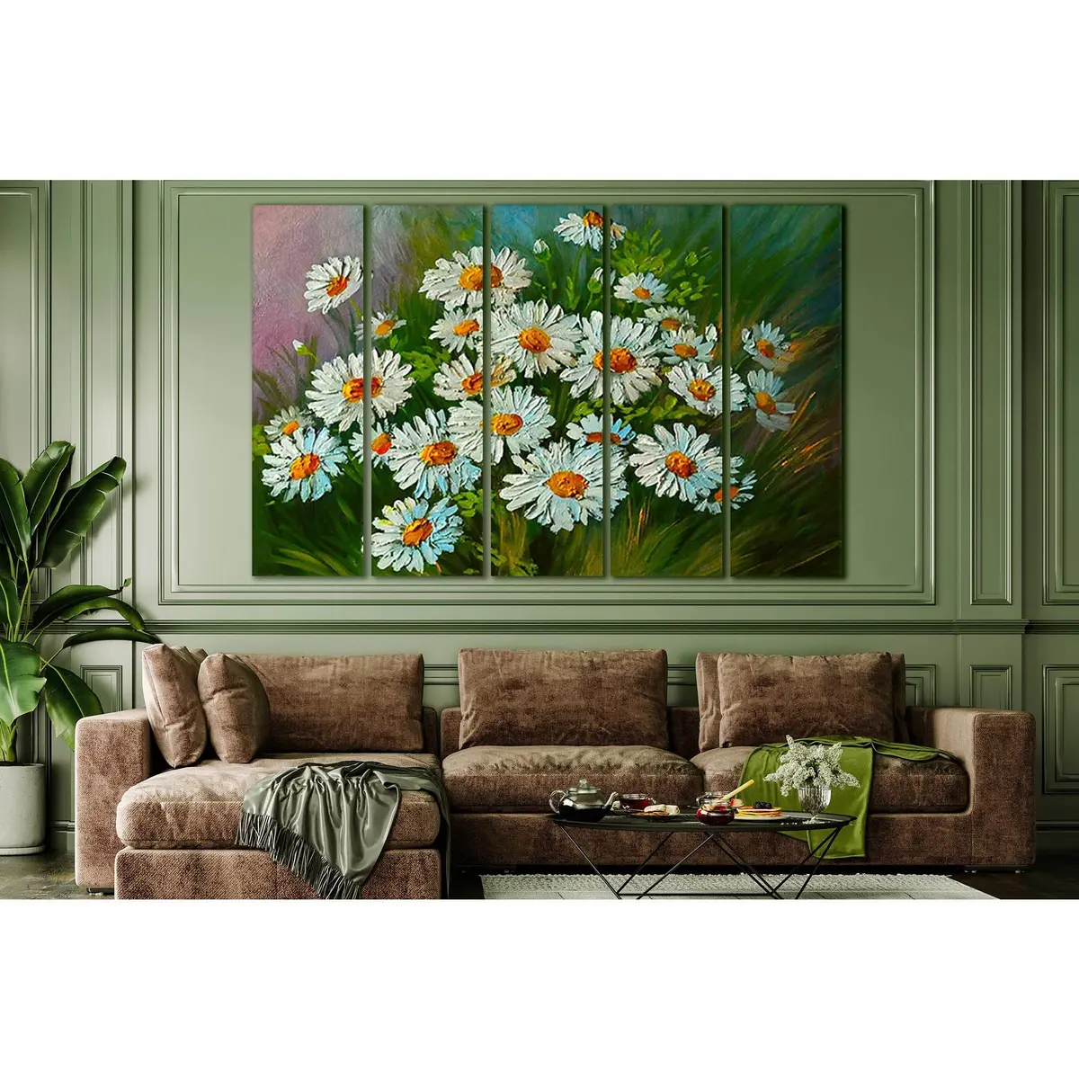 SL590 Abstract Daisy Floral Canvas Print – Pre-Strung Ready-to-Hang Wall Art - Image 3