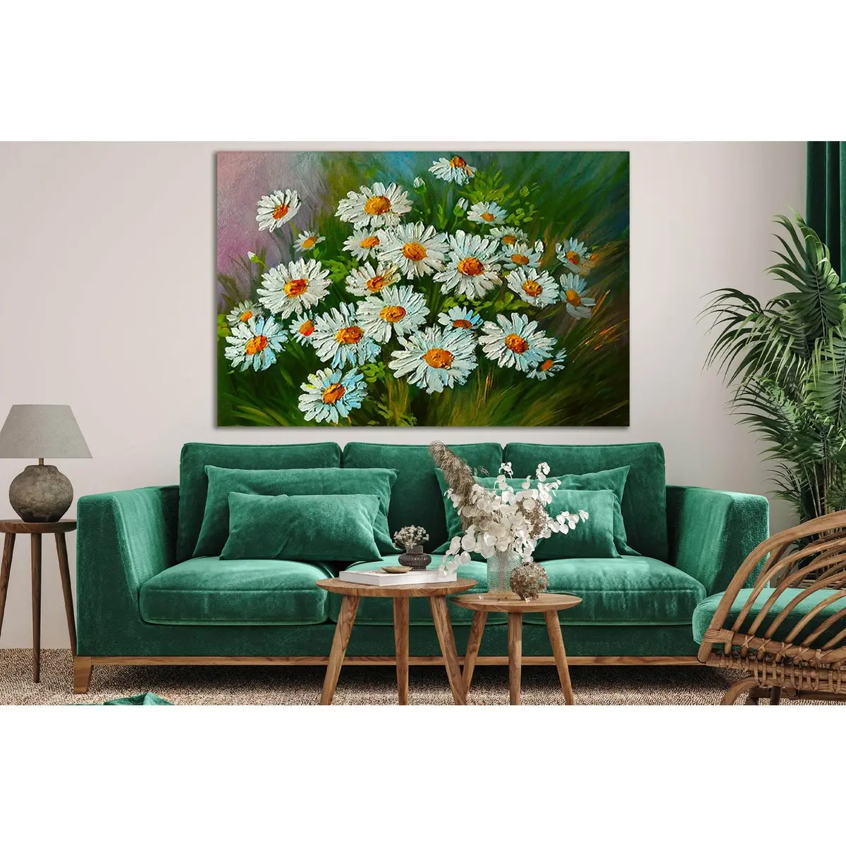 Abstract Illustration Of Flowers Daisies №Sl590 Ready To Hang Canvas Print 1