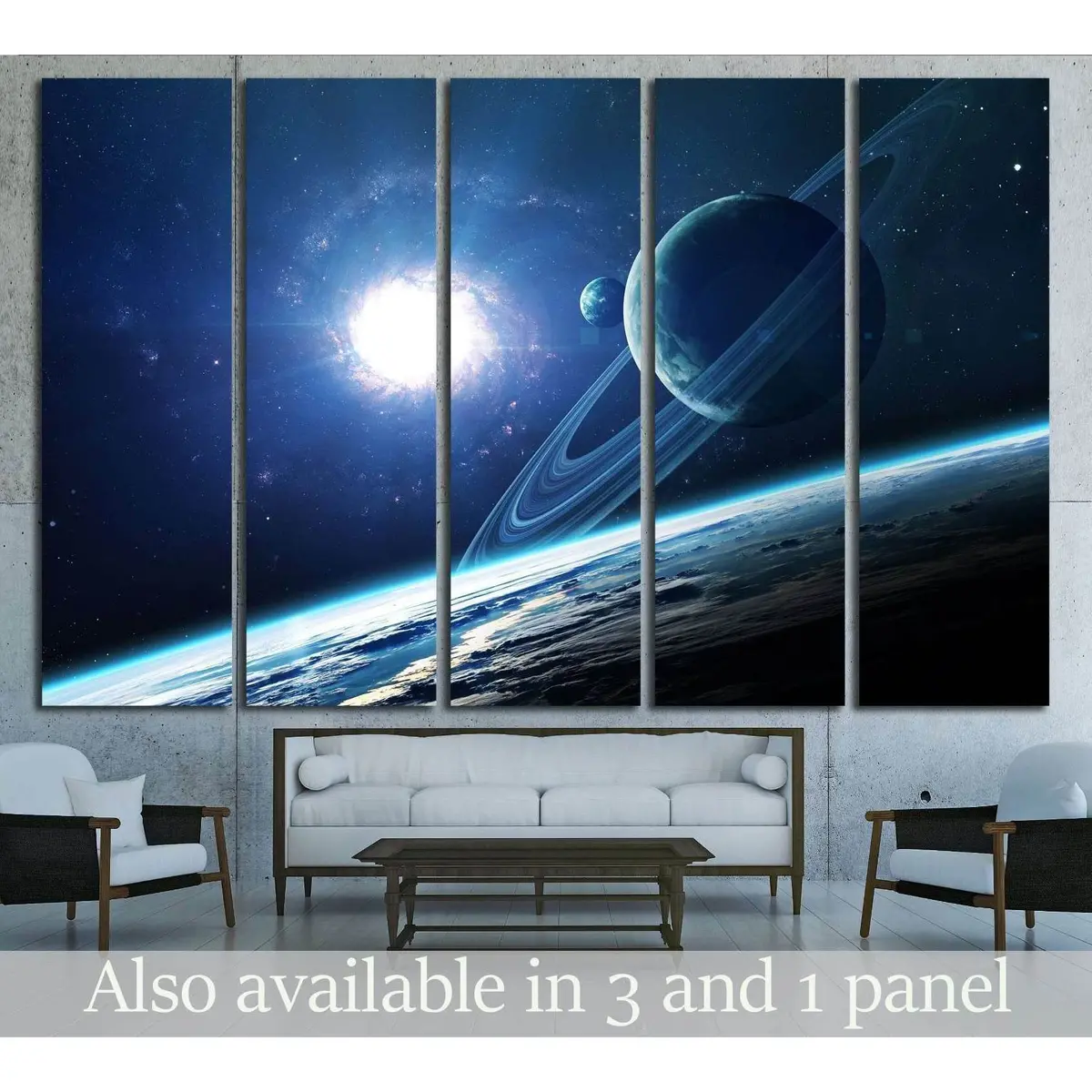 Abstract Space Art Canvas Print Featuring Planets, Nebula, and Stars