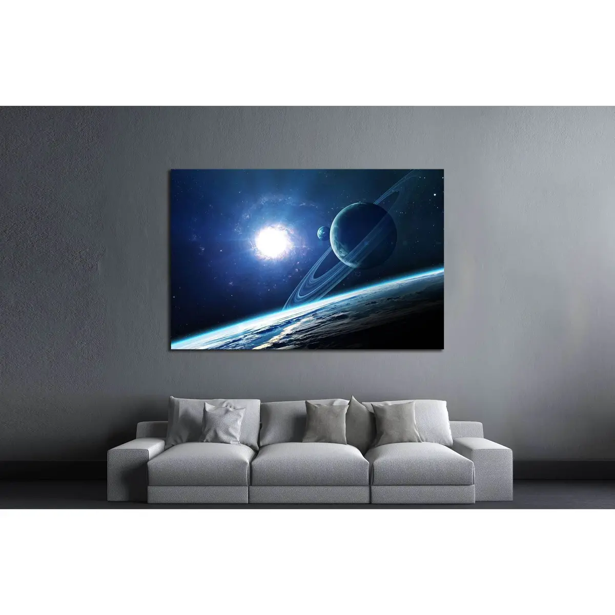 Abstract Scientific Background - Planets In Space, Nebula And Stars №2433 Ready To Hang Canvas Print 3