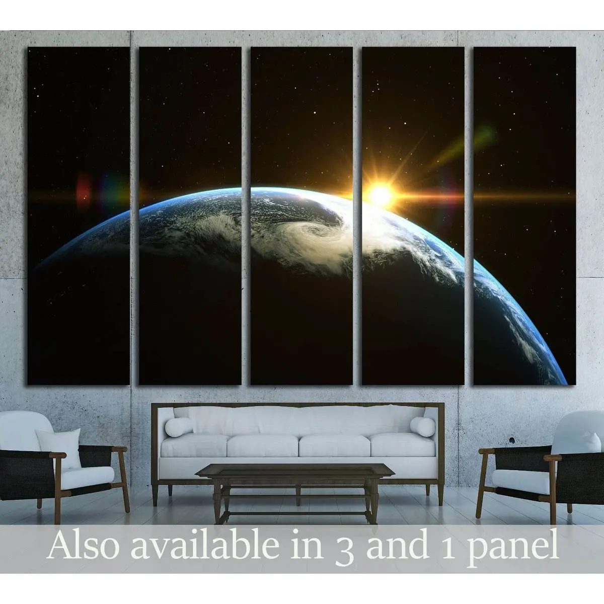 Stunning abstract space sunrise wall art print featuring NASA-provided imagery (ID #2455), pre-stretched on canvas and ready to display.