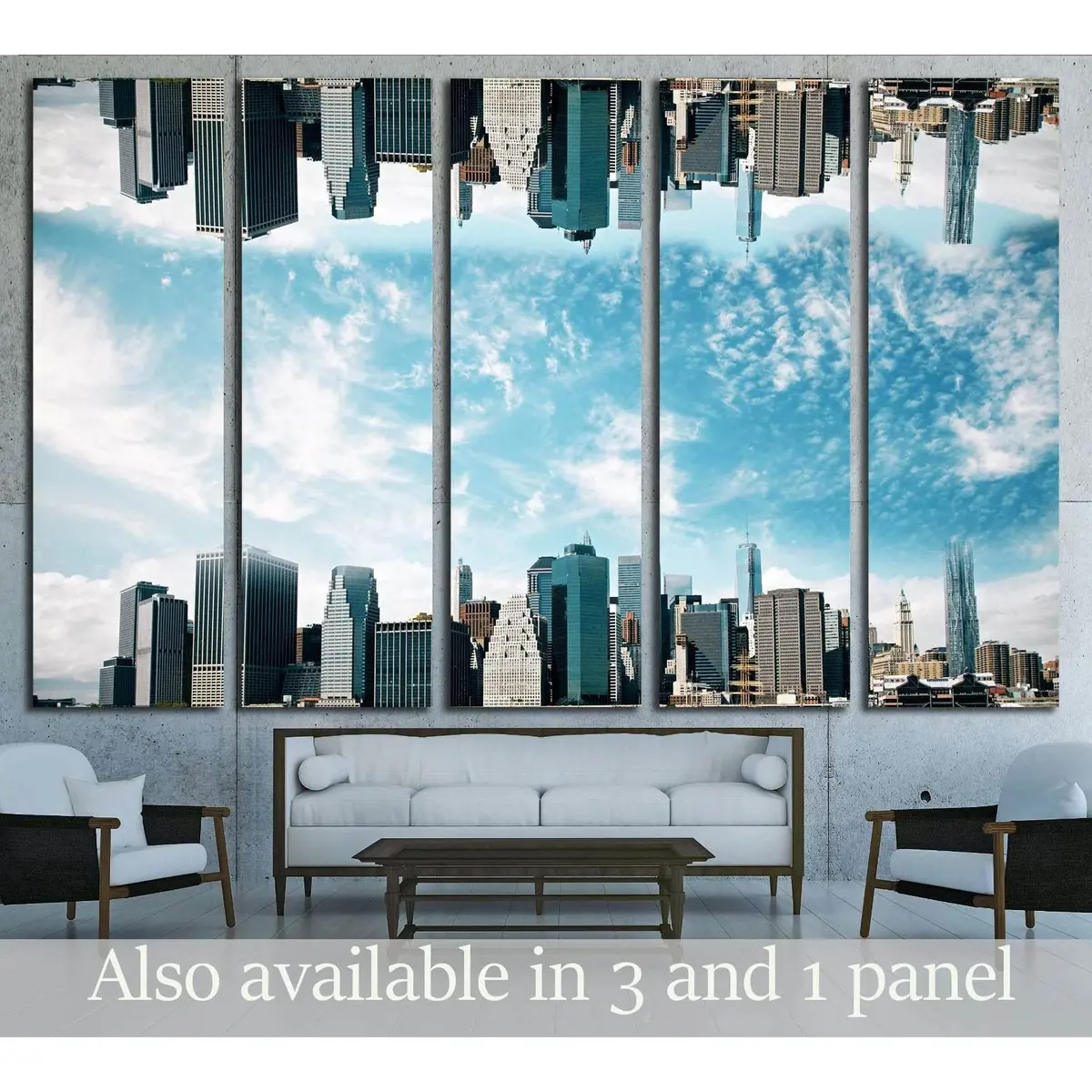 Abstract Inverted Cityscape Wallpaper Art Print — Sky Background with Ample Copy Space, Ready-to-Hang Canvas