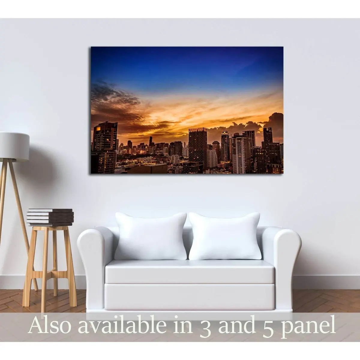 Abstract Urban Skyline Cityscape On Twilight Time №2720 Ready To Hang Canvas Print 1