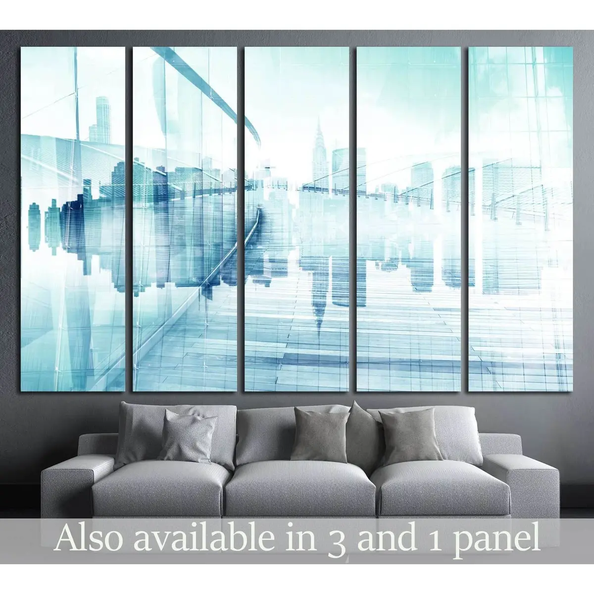 Contemporary Abstract Cityscape Canvas Wall Art №2545
