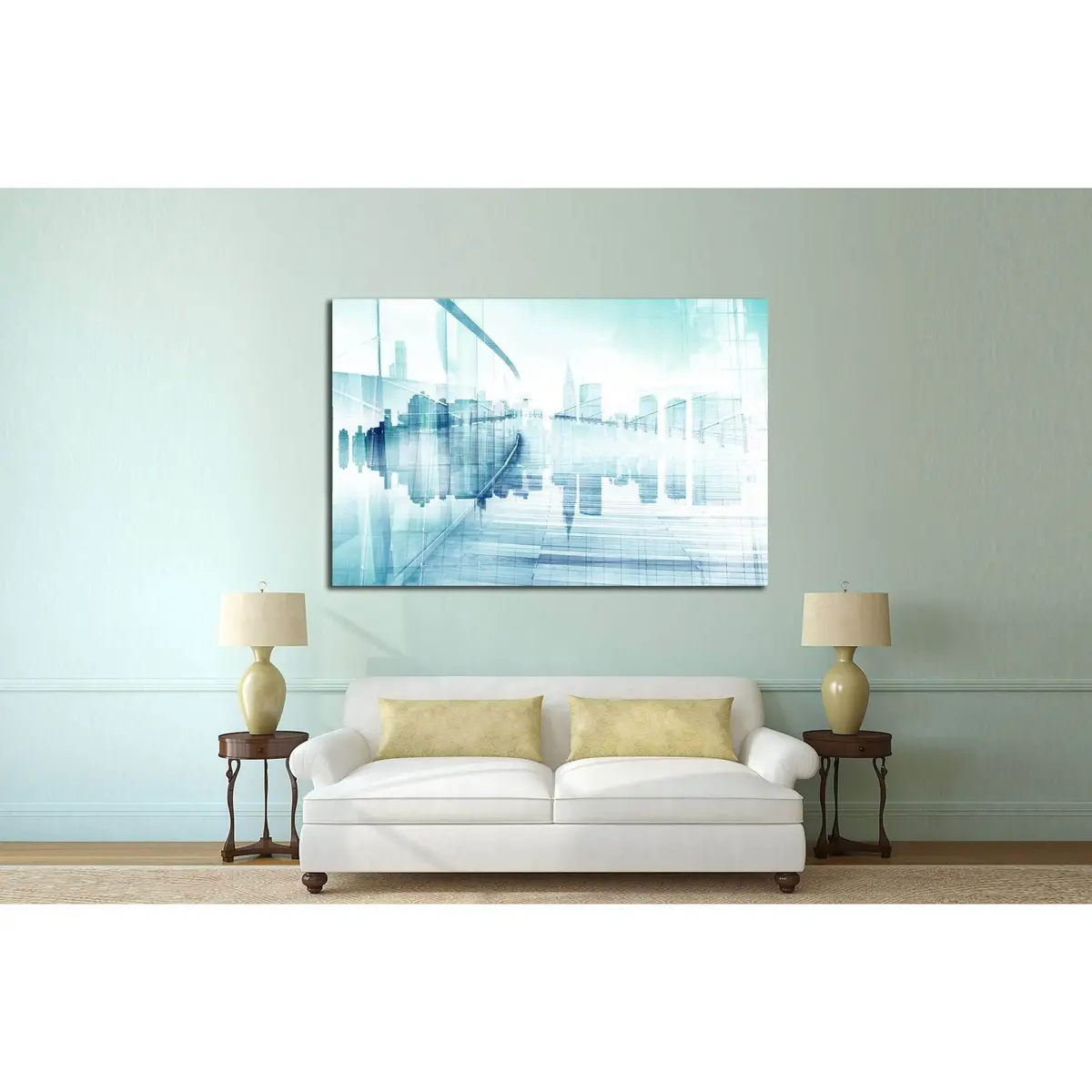 Abstract View Of Urban Scene And Skyscrapers №2545 Ready To Hang Canvas Print 3