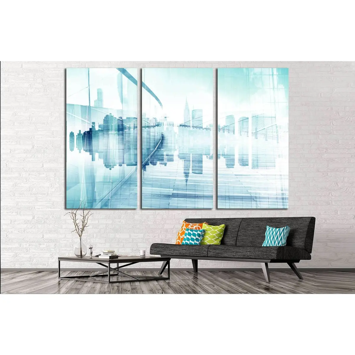 Abstract View Of Urban Scene And Skyscrapers №2545 Ready To Hang Canvas Print 5