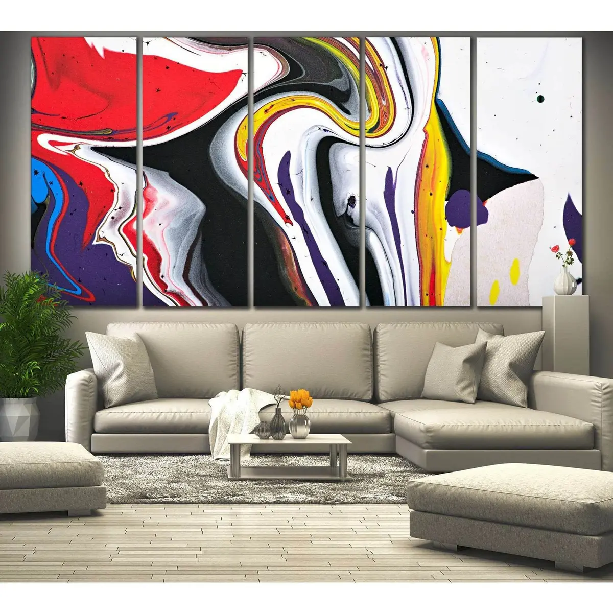 Contemporary Abstract Canvas Art Print #784 – Ready-to-Hang Wall Decor