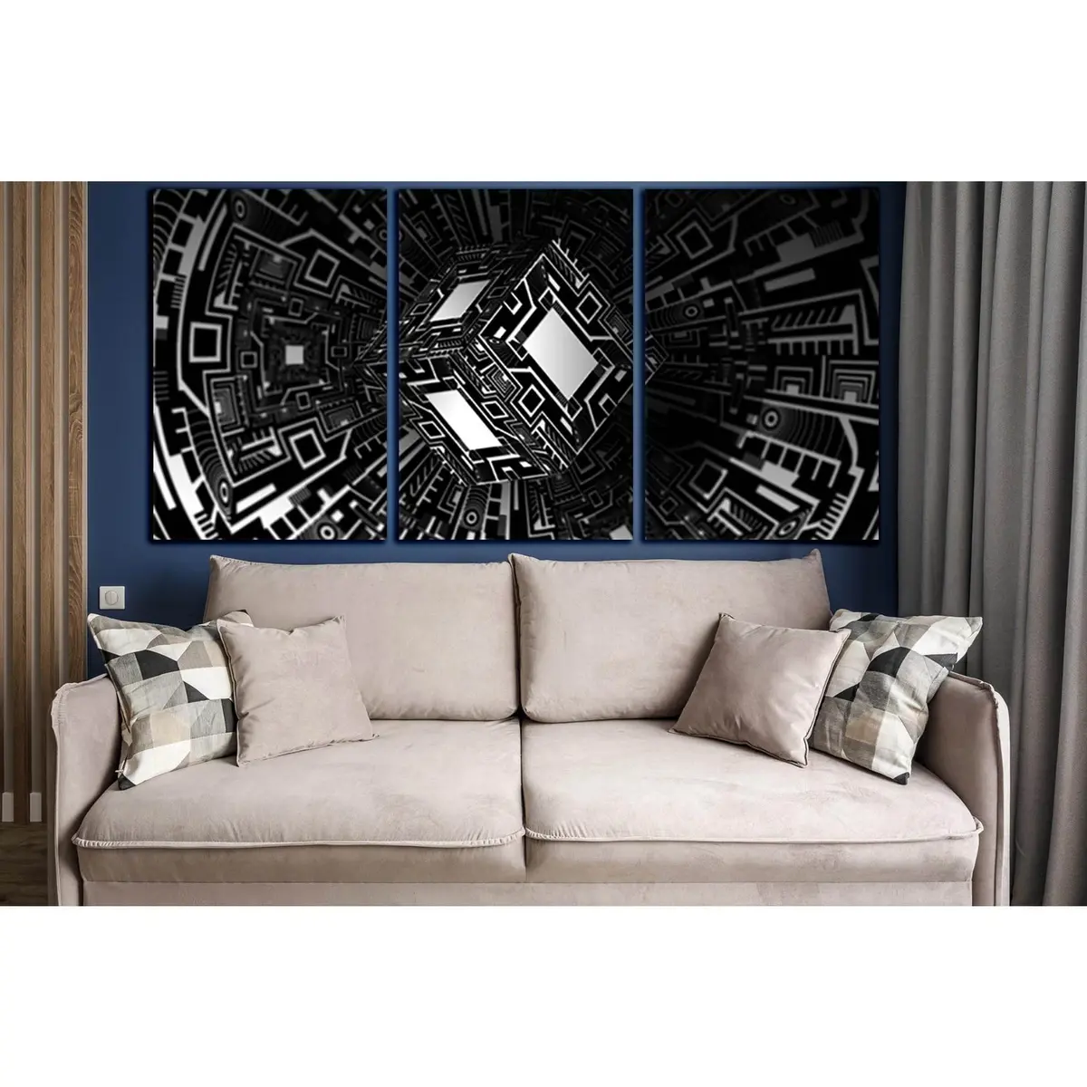 Abstraction Cube Black And White №Sl859 Ready To Hang Canvas Print 5